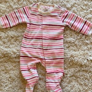 Magnetic Me Pink, Cream & Gray Striped Footed One-Piece